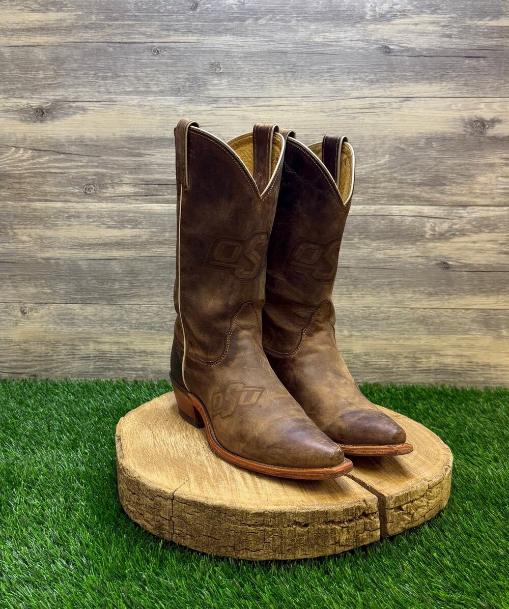 Nocona Women - Size 7B - Brown Oklahoma State University Snip Toe Cowboy Boots